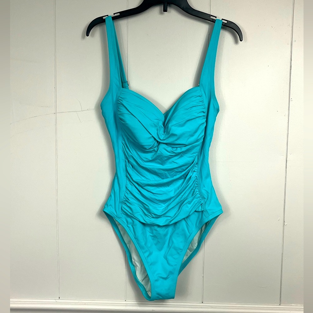 La Blanca Teal Island Goddess One Piece Swimsuit Size 10
